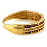 Złoty pierścionek 585 obrączkowy z fioletowymi cyrkoniami