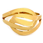 Złoty pierścionek 585 błyszczący bez kamieni ażurowy falka