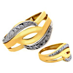 Złoty pierścionek 585 dwukolorowy damski w formie falek