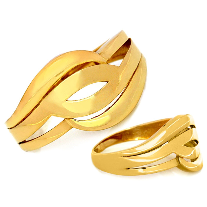 Złoty pierścionek 585 zawsze modny błyszczący bez kamieni