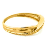 Złoty pierścionek 375 delikatny przeplatany błyszczący na prezent