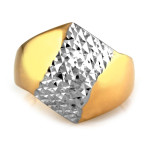 Pierścionek złoty 585 dwukolorowy szeroki bez kamieni efektowny