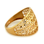 Szeroki złoty pierścionek 585 duży z ażurowym wzorem 14K