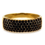 Złoty pierścionek obrączkowy 375 z czarnymi cyrkoniami na prezent