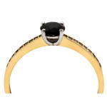 Złoty pierścionek 375 z okrągłą czarną cyrkonią zaręczynowy