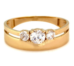 Złoty pierścionek z białymi cyrkoniami 585