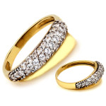Złoty pierścionek 333 zdobiony cyrkoniami elegancki na prezent