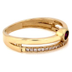 Złoty pierścionek 375 z cyrkoniami i kolorowym kamieniem