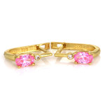 Złote kolczyki 333 z różową cyrkonią dla dziewczynki