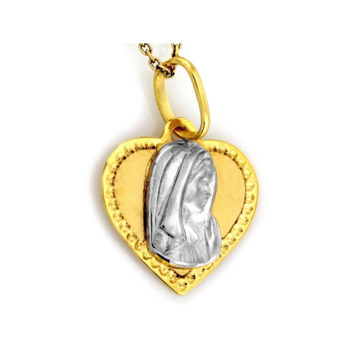 Złoty medalik 333 z Matką Boską w sercu