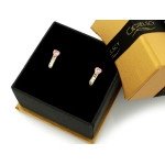 Złote kolczyki z serduszkiem z różowej cyrkonii
