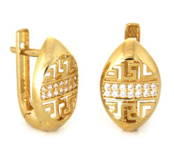 Złote kolczyki z wzorem greckim owalne z wzorem greckim