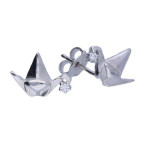 Srebrne kolczyki 925 ptaszek origami z cyrkoniami 1,12g