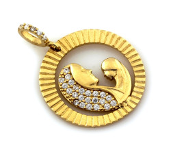 Złoty medalik dla kobiety Matka Boska z Dzieciątkiem