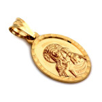 Złota zawieszka 585 medalik złoty owalny Matka Boża z Dzieciątkiem