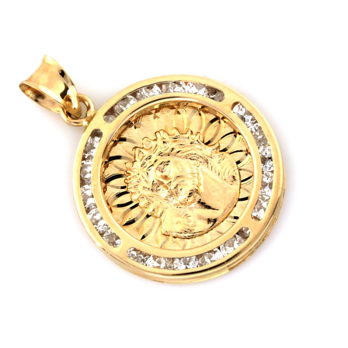 Medalik złoty Jezus w cierniowej koronie