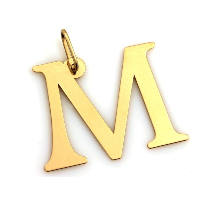 Złota zawieszka duża literka M