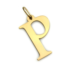 Złota zawieszka duża literka P