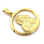 Medalik złoty okrągły duży Matka Boska Częstochowska