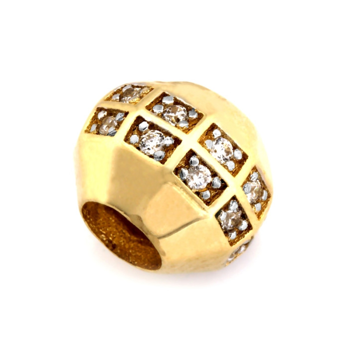 Złota zawieszka kulka z cyrkoniami do bransoletki beads charms
