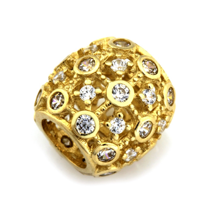 Złota ażurowa zawieszka do bransoletki beads charms
