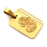 Medalik złoty prostokątny z Matką Boską Częstochowską