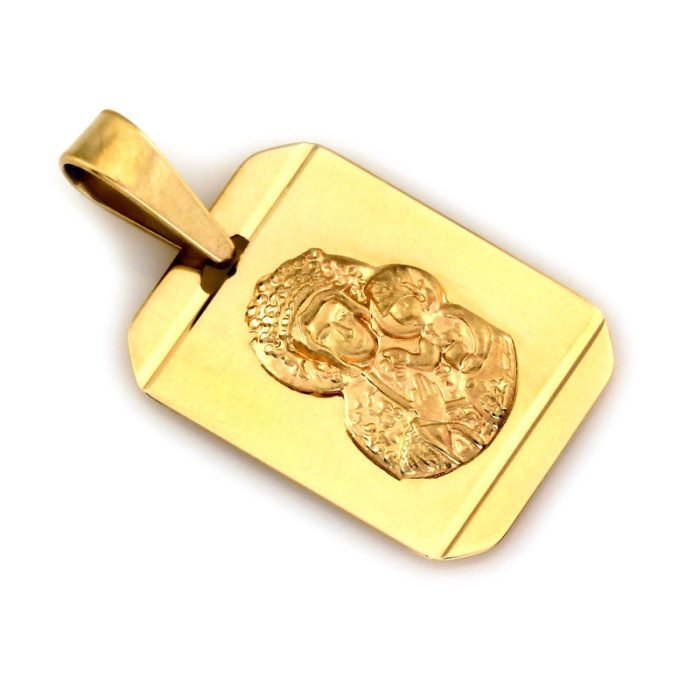 Medalik złoty z Matką Boską Częstochowską