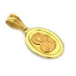 Złota zawieszka 585 owalny medalik idealny na Komunię