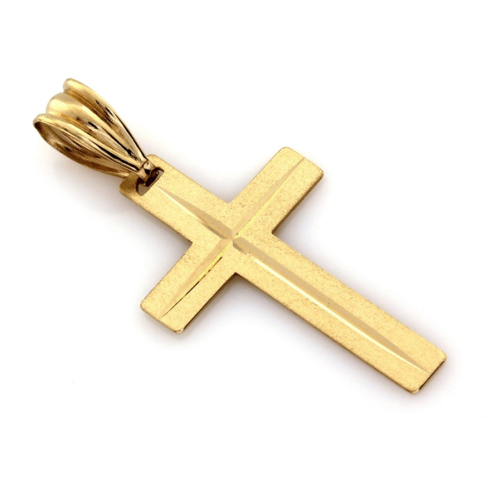 Krzyżyk złoty 333 satynowy zawieszka złota bez pasyjki na Chrzest, Komunię
