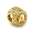Złoty charms beads do bransoletki z literą A