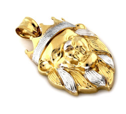 Duża złota zawieszka lew w koronie 