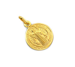 Złoty medalik dwustronny św Benedykt krzyż św Benedykta