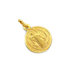 Złoty medalik 585 dwustronny św. Benedykt krzyż św. Benedykta