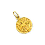 Złoty medalik dwustronny 585 św. Benedykt krzyż św. Benedykta