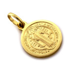 Złoty medalik 585 dwustronny krzyż św. Benedykta bez kamieni