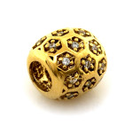 Zawieszka złota charms beads przewlekana z cyrkoniami 
