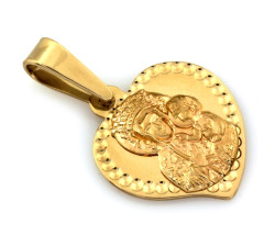 Złoty medalik serce 585 z matką Boską Częstochowską