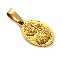 Złoty medalik z Matką Boską Częstochowską 