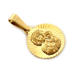 Złoty medalik okrągły z Matką Boską Częstochowską w próbie 333 diamentowany wzór