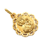 Medalik złoty z ażurową otoczką idealny dla dziewczynki 585 Matka Boska Częstochowska na prezent