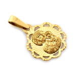 Delikatny złoty medalik dla dziewczynki frezowany wzór w próbie 333 Matka Boska Częstochowska