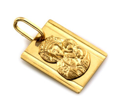 Złoty medalik prostokątny idealny prezent na Komunie