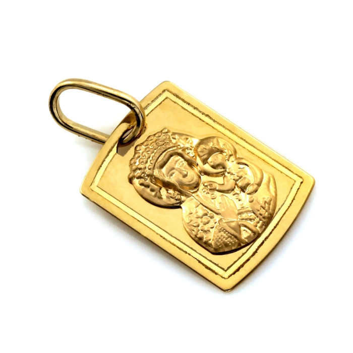 Medalik złoty 585 prostokątny z Matką Boską Częstochowską