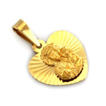 Złoty medalik 585 serce z Matką Boską Częstochowską