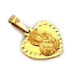 Złota zawieszka 333 medalik w kształcie serca z Matką Boską Częstochowską