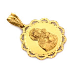 Złota zawieszka 585 duży medalik okrągły z Matką Boską Częstochowską