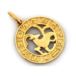 Zawieszka złota okrągła zodiak Koziorożec