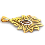 Zawieszka złota duża ażurowy kwiat z cyrkonią