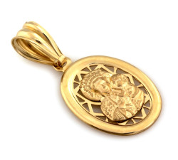 Medalik złoty owalny z Matką Boską Częstochowską 