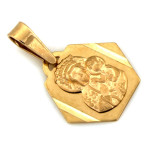 Medalik złoty 333 sześciokątny Matka Boska z Dzieciątkiem